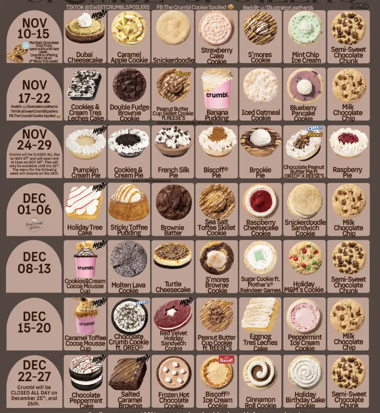 Crumbl Spoilers | Upcoming Cookies & Desserts 1 Crumbl Spoilers
